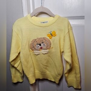 Vintage 80s 🐶💛🦋Adorable Puppy & Butterfly Knit Sweater (5T)